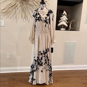 Taylor Black and Cream Floral Maxi Dress